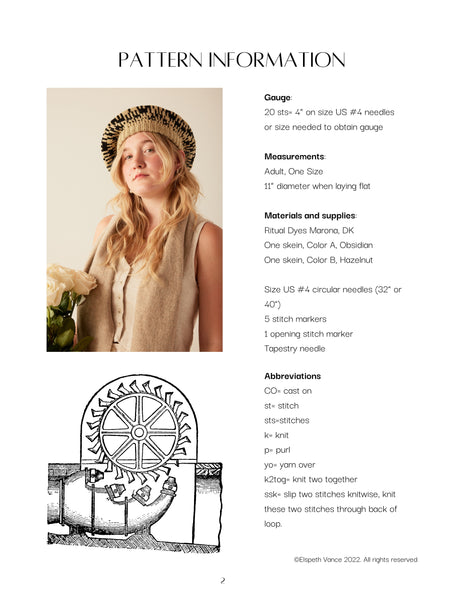 Overshot Waterwheel Tam Knitting Pattern