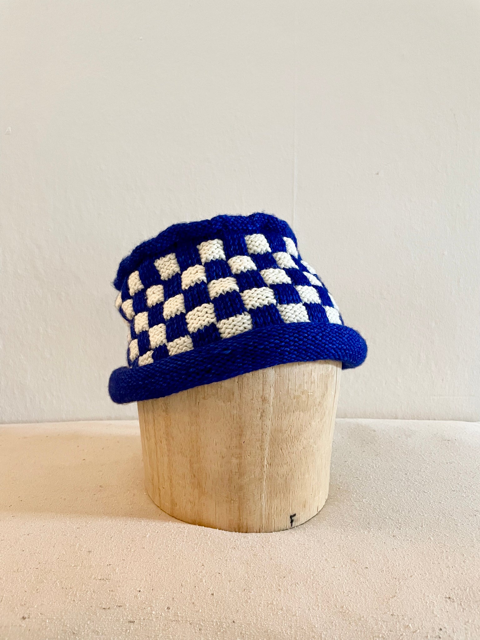 Hand Knit Wool Hat, Matisse Checkerboard