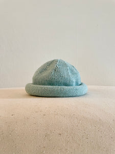 Hand Knit Wool Hat, Cyan