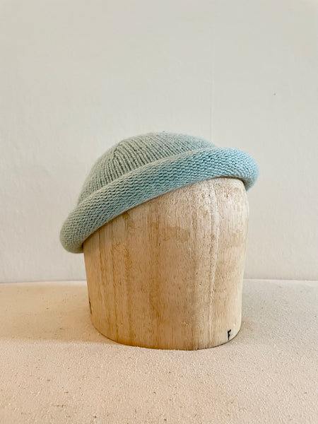 Hand Knit Wool Hat, Cyan
