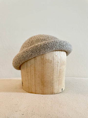 Hand Knit Wool Hat, Oatmeal