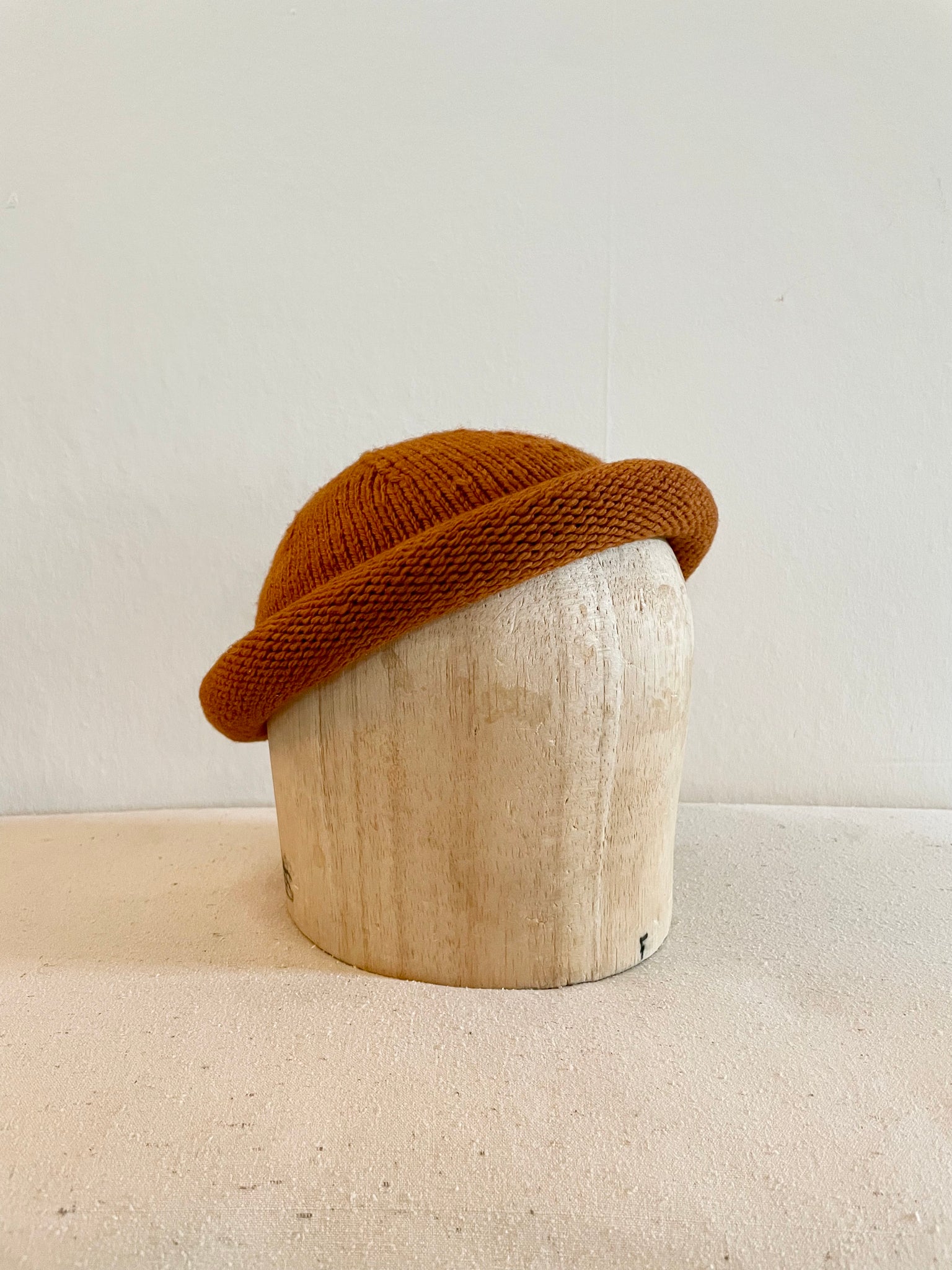 Hand Knit Wool Hat, Rust