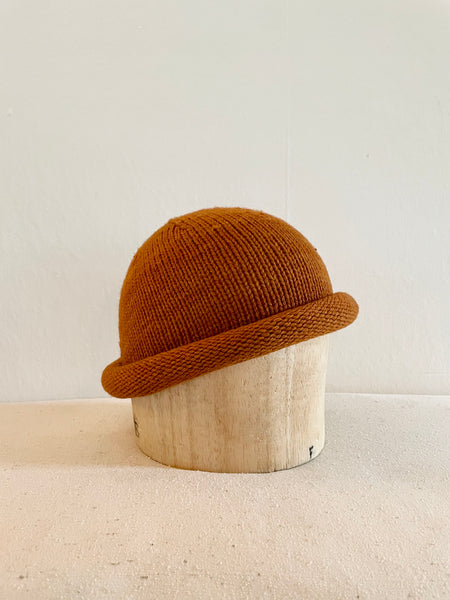 Hand Knit Wool Hat, Rust